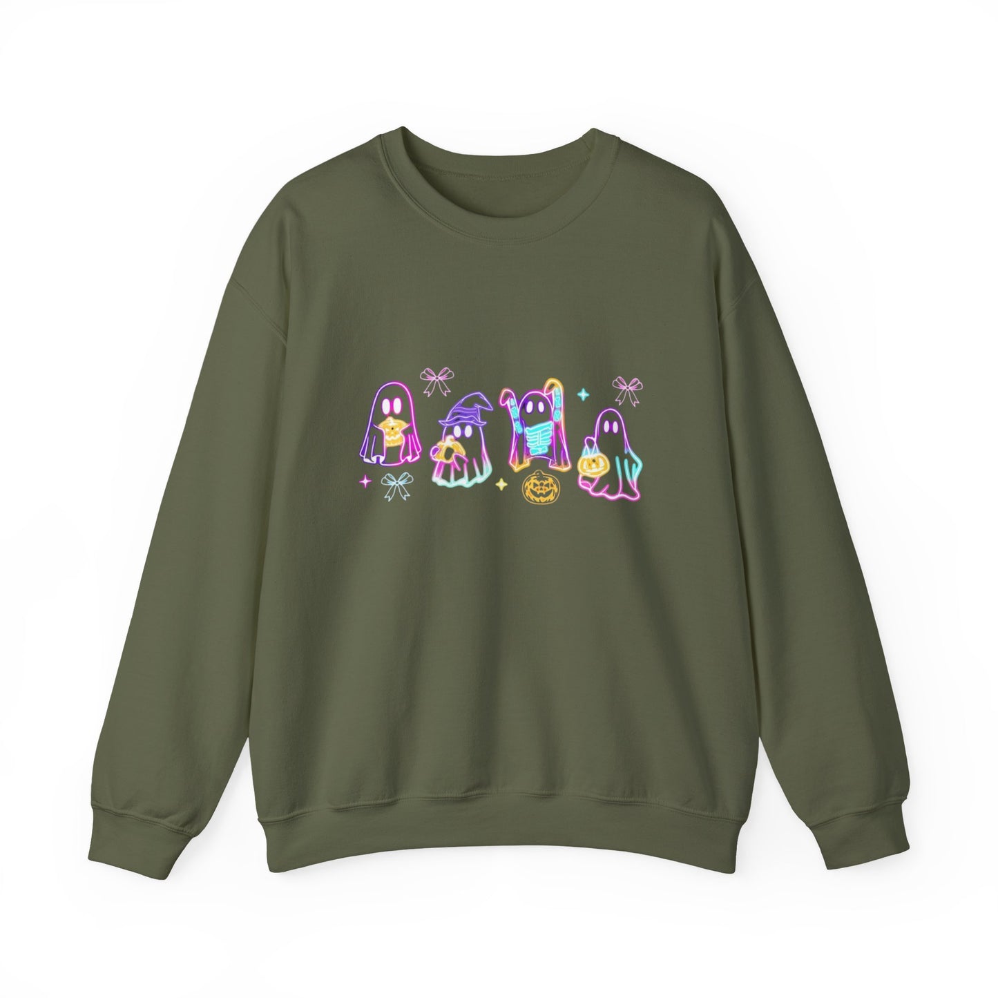 Ghost Neon Color Halloween Sweatshirt, Halloween Party Sweater - PopCultureByDesign36