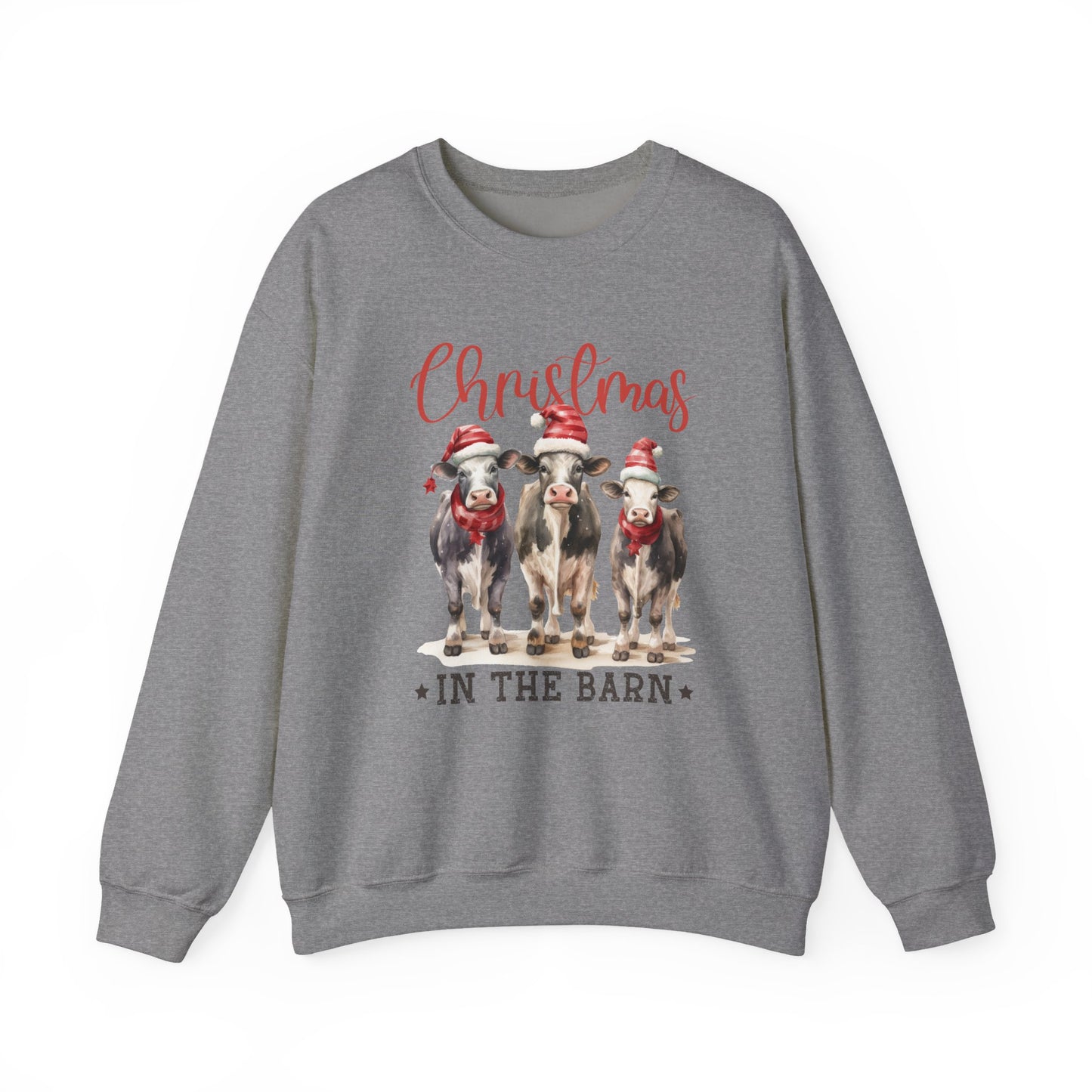 Christmas In The Barn, Cute Cow Christmas shirt, Country Farm Christmas Sweatshirt - PopCultureByDesign36