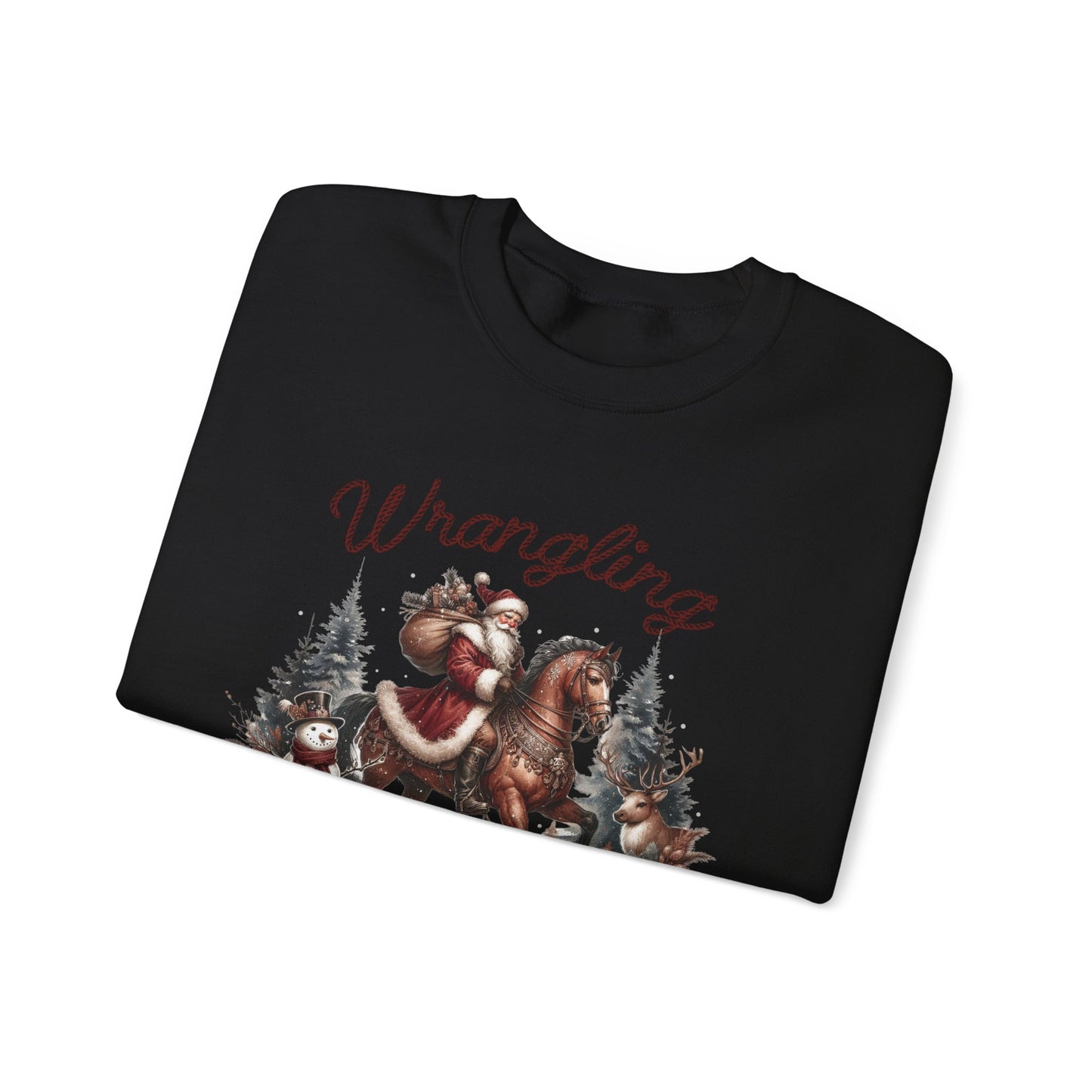 Wrangling Christmas, Cowboy Santa Sweatshirt, Howdy Country Christmas - PopCultureByDesign36