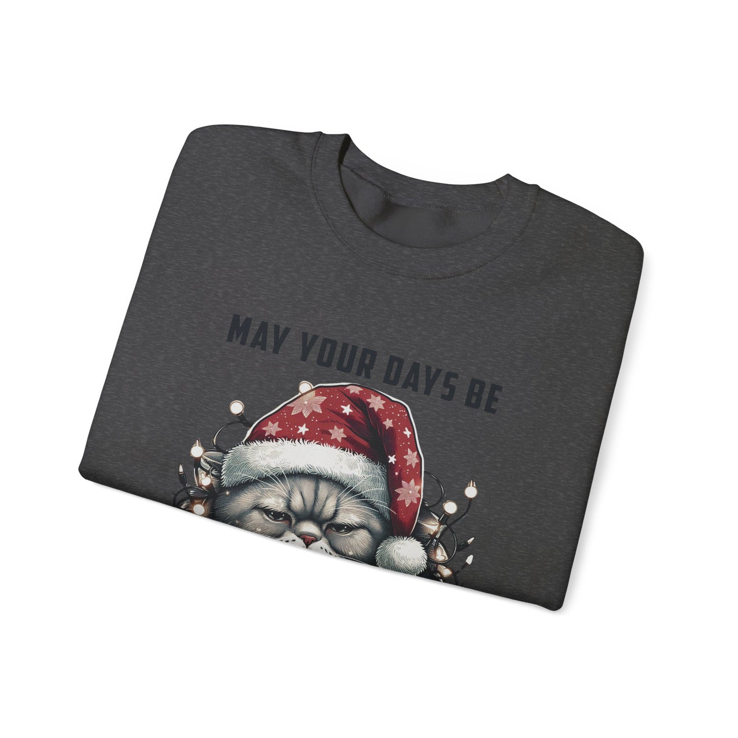 May Your Days Be Merry And Bright, Christmas Cat Sweatshirt, Holiday Cat - PopCultureByDesign36