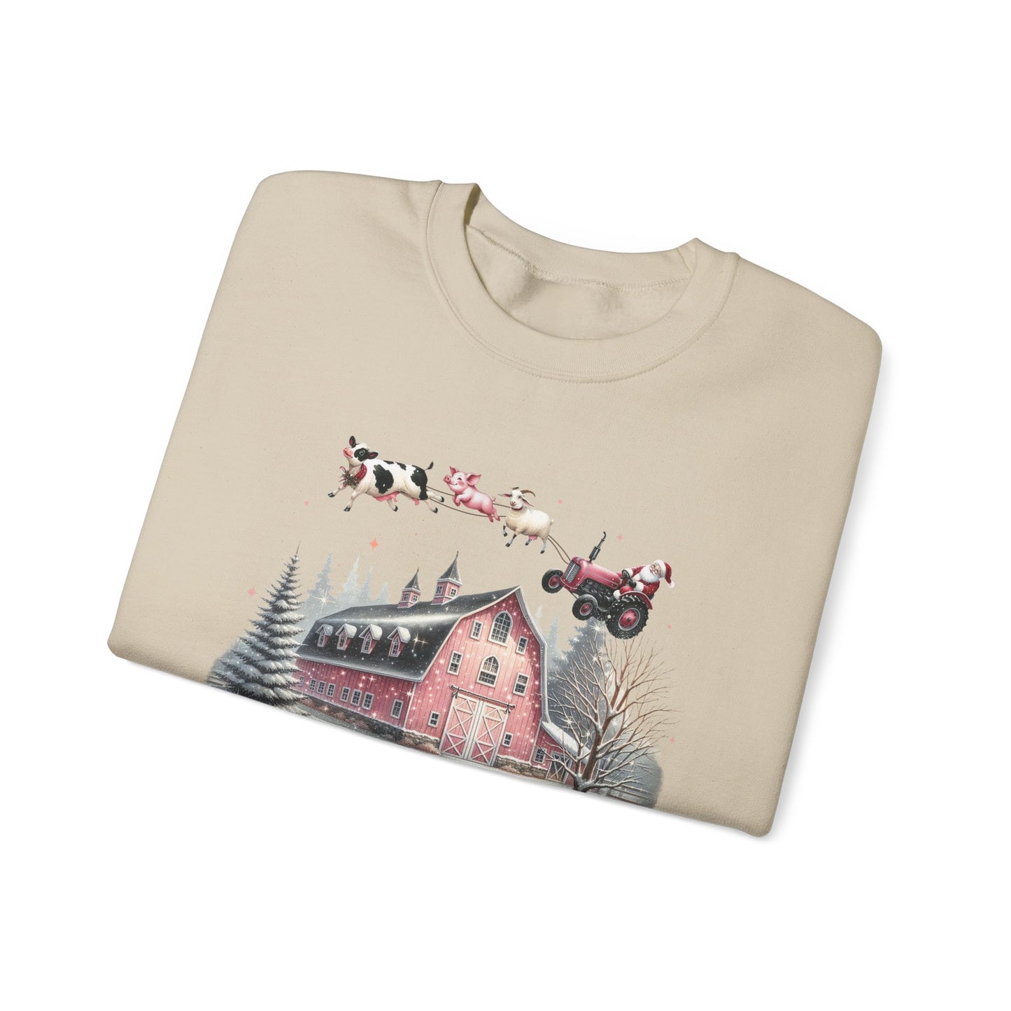 Christmas on the Farm Sweatshirt, Santa Tractor Farmhouse Tee - PopCultureByDesign36