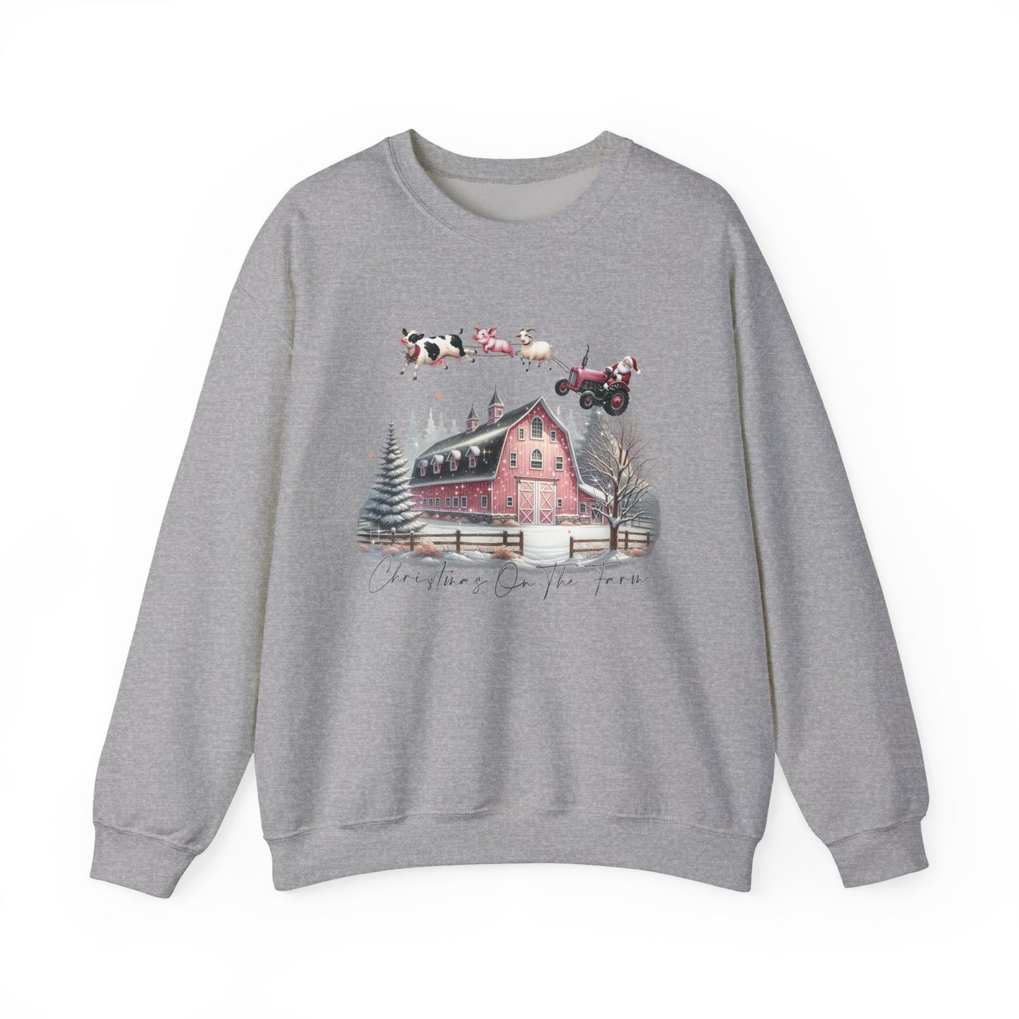 Christmas on the Farm Sweatshirt, Santa Tractor Farmhouse Tee - PopCultureByDesign36