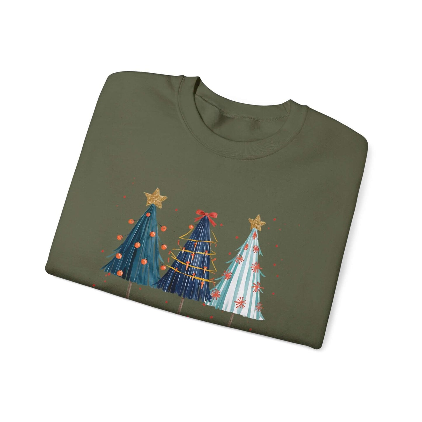 Christmas Watercolor Tree Sweatshirt, Cozy Seasonal Top, Boho XMas - PopCultureByDesign36