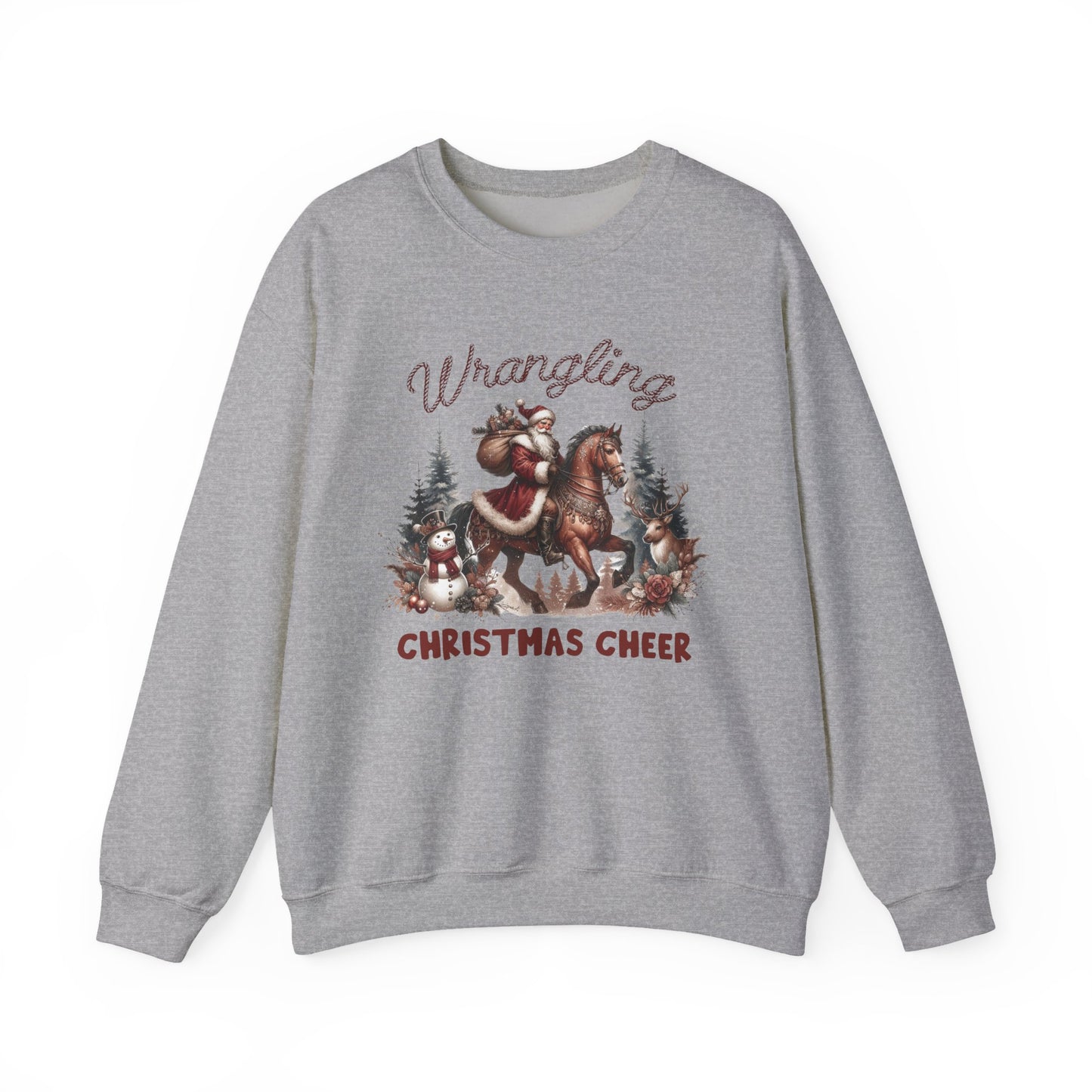 Wrangling Christmas, Cowboy Santa Sweatshirt, Howdy Country Christmas - PopCultureByDesign36