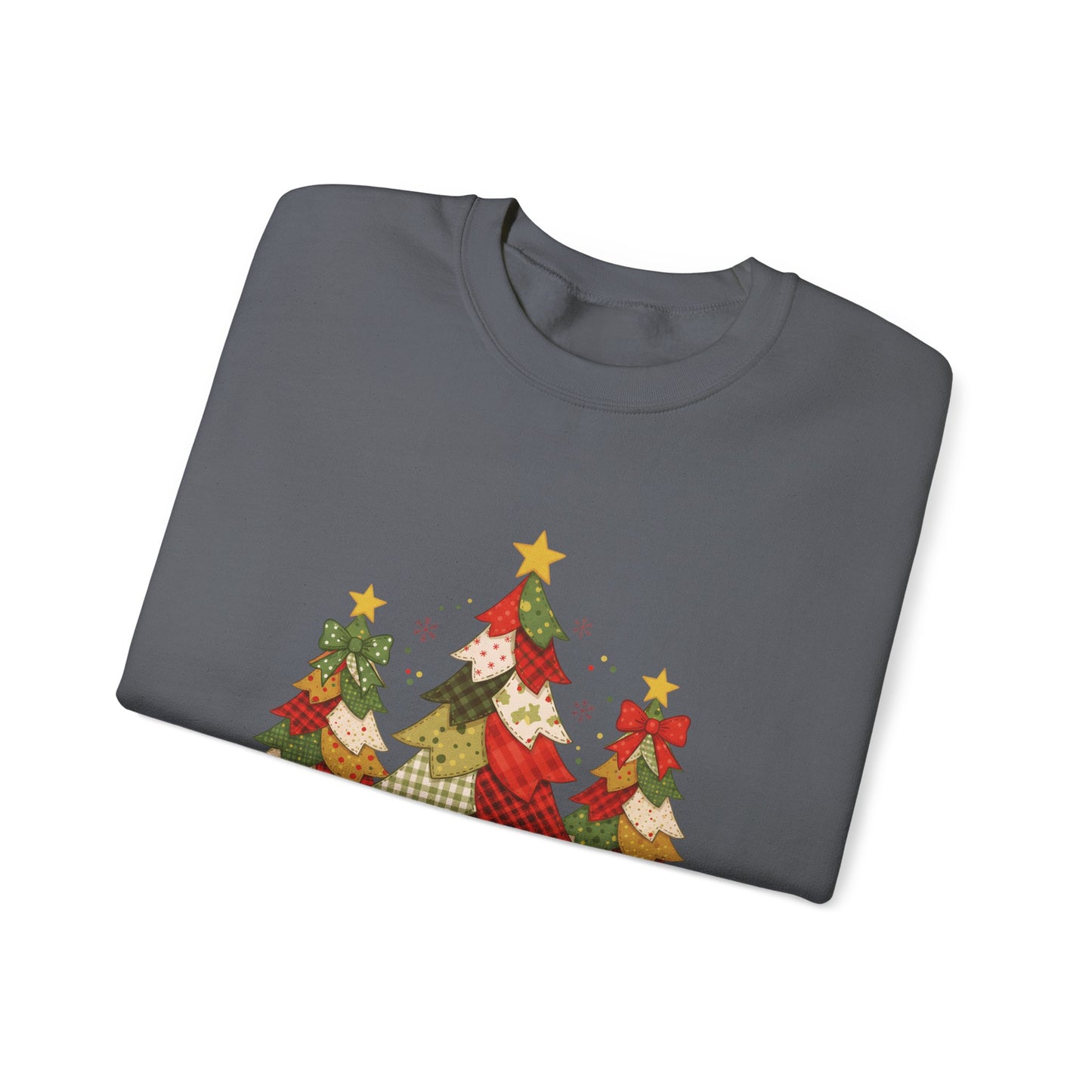 Christmas Tree Patchwork Quilt Style Sweatshirt, Merry Christmas Sweatshirt - PopCultureByDesign36