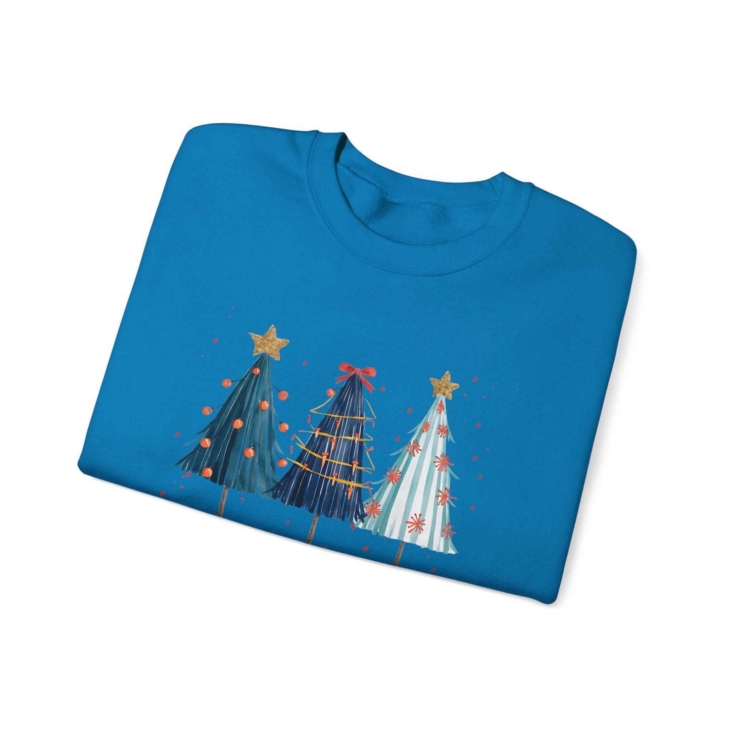 Christmas Watercolor Tree Sweatshirt, Cozy Seasonal Top, Boho XMas - PopCultureByDesign36