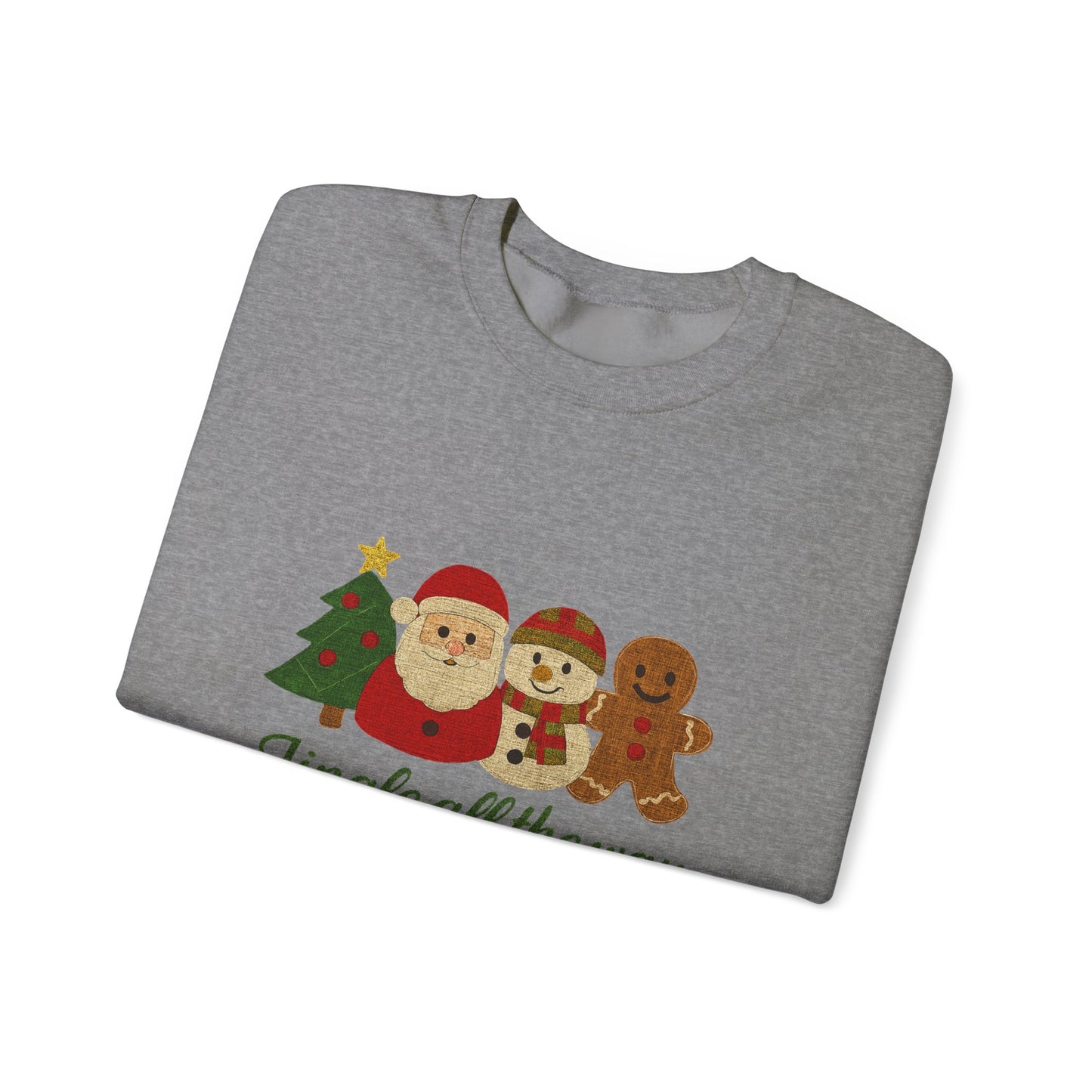 Christmas Jingle All the Way Sweatshirt, Santa Snowman Gingerbread Sweatshirt - PopCultureByDesign36