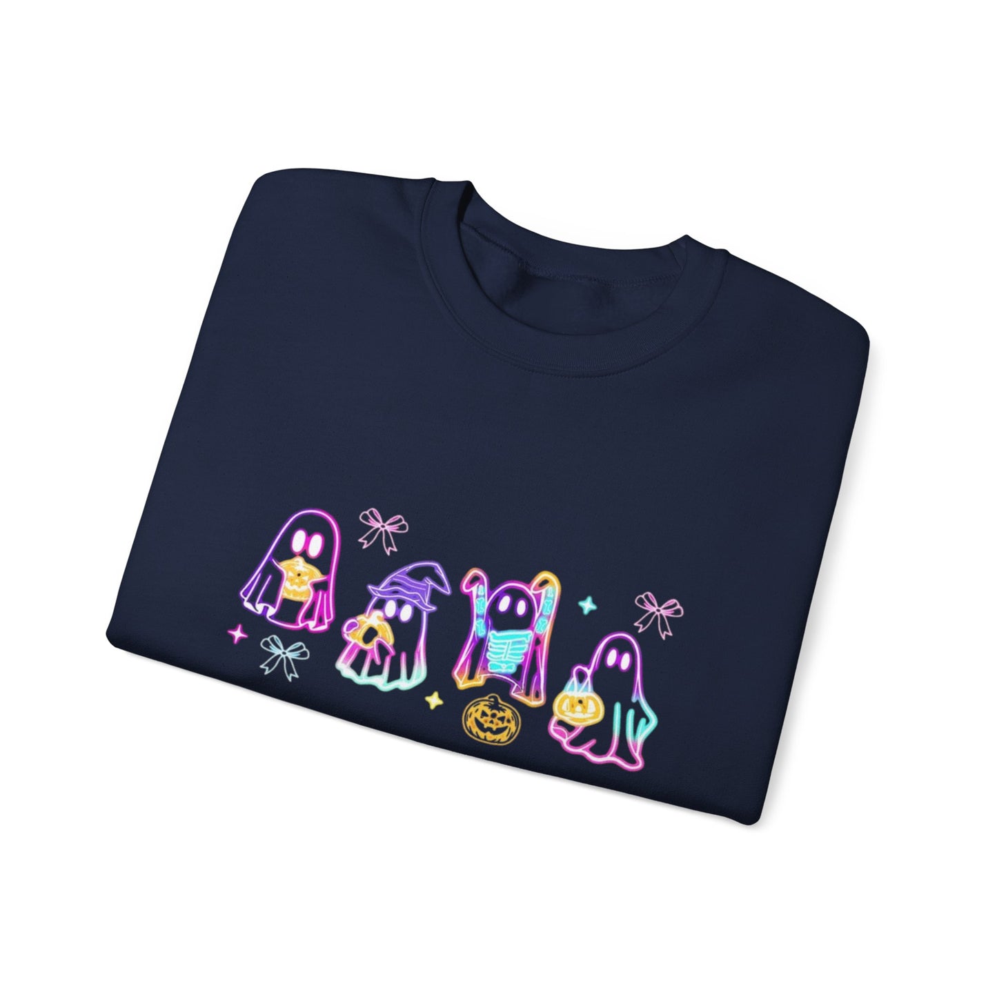 Ghost Neon Color Halloween Sweatshirt, Halloween Party Sweater - PopCultureByDesign36