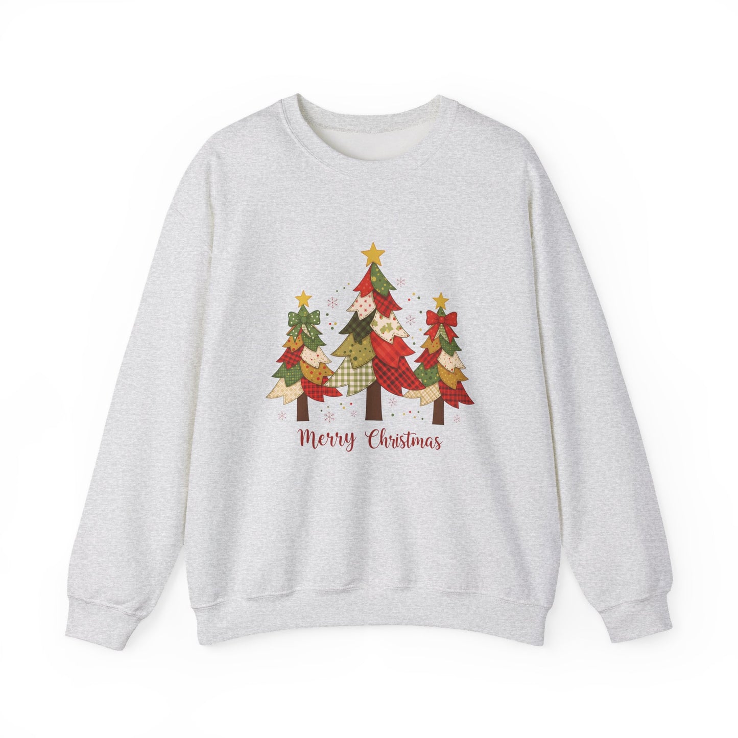Christmas Tree Patchwork Quilt Style Sweatshirt, Merry Christmas Sweatshirt - PopCultureByDesign36