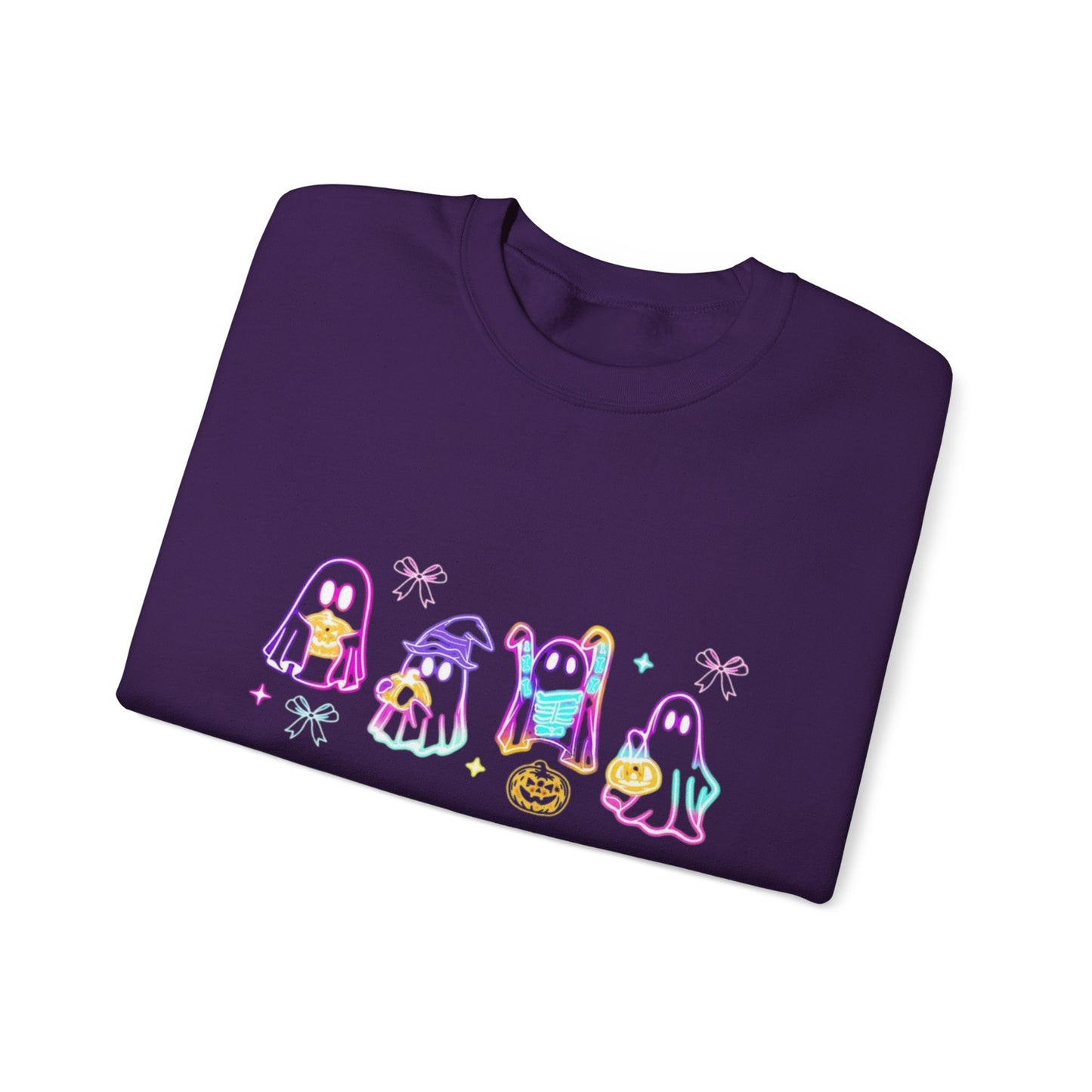 Ghost Neon Color Halloween Sweatshirt, Halloween Party Sweater - PopCultureByDesign36