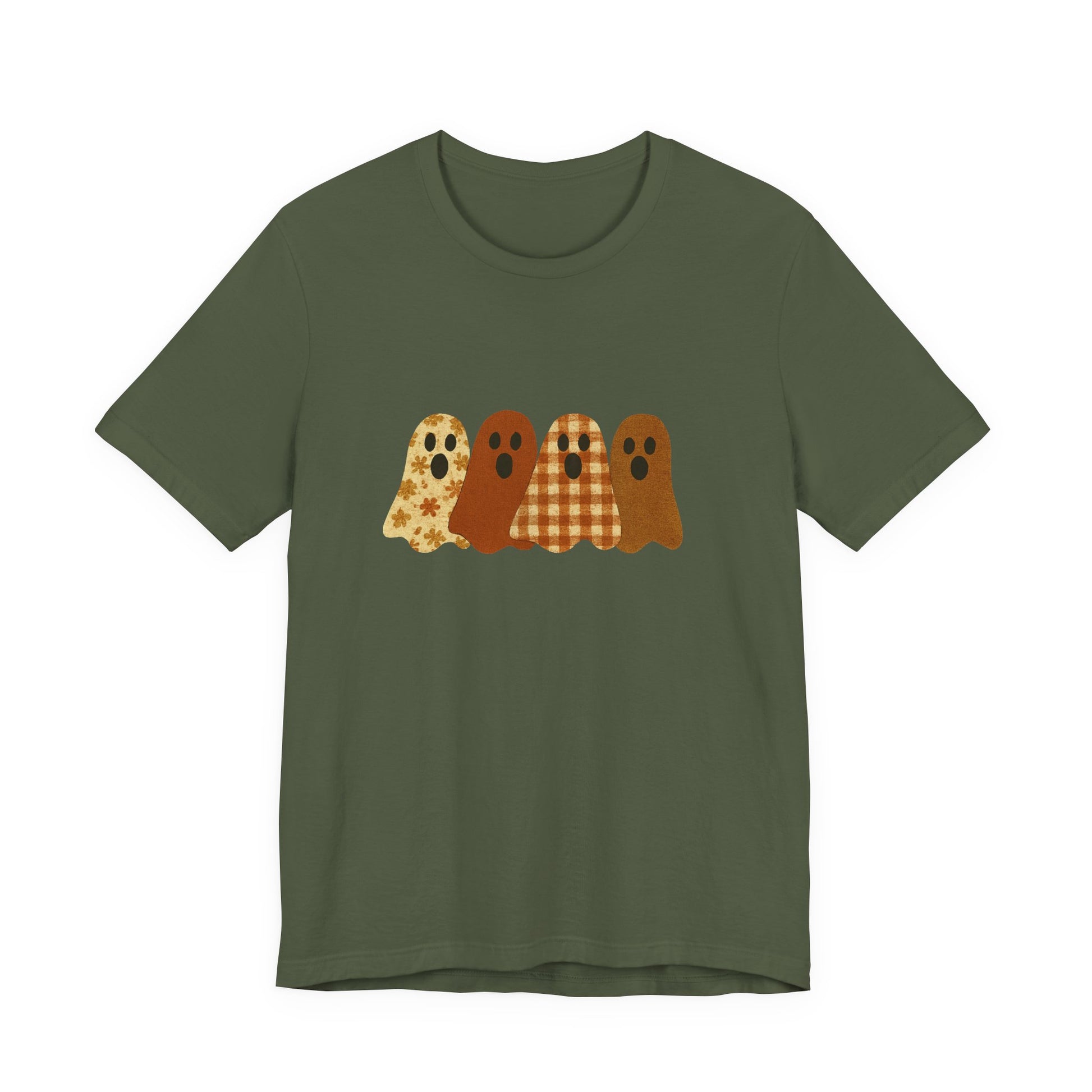 Funny Ghost Patchwork Tee, Cute Ghost Shirt, Boho Halloween Shirt - PopCultureByDesign36