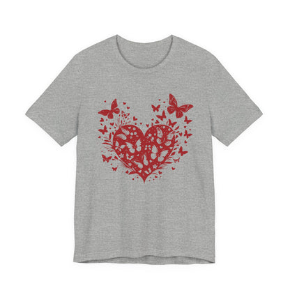 Butterfly Heart Valentines Day Shirt, Butterfly Valentine Tee, Cute Heart T-Shirt - PopCultureByDesign36