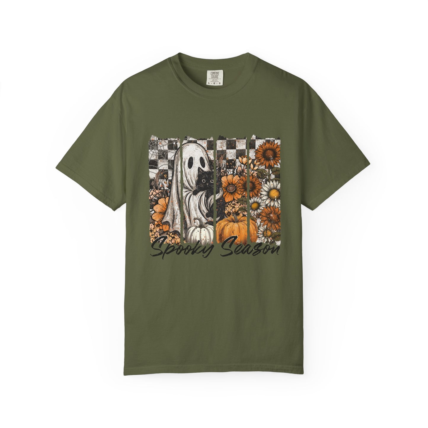 Comfort Colors Cute Strip Ghost Shirt, Halloween Costume, Vintage Vibe - PopCultureByDesign36
