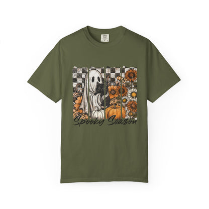 Comfort Colors Cute Strip Ghost Shirt, Halloween Costume, Vintage Vibe - PopCultureByDesign36
