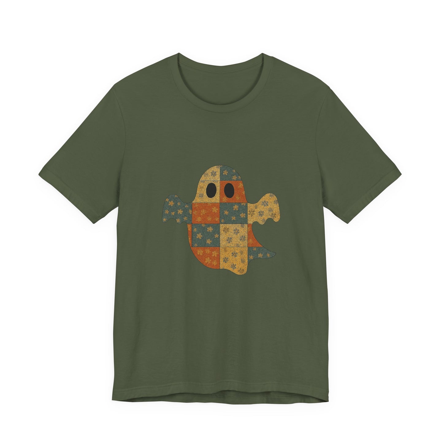 Patchwork Ghost Tee, Ghost Patchwork Halloween Shirt, Boho Ghost Shirt - PopCultureByDesign36