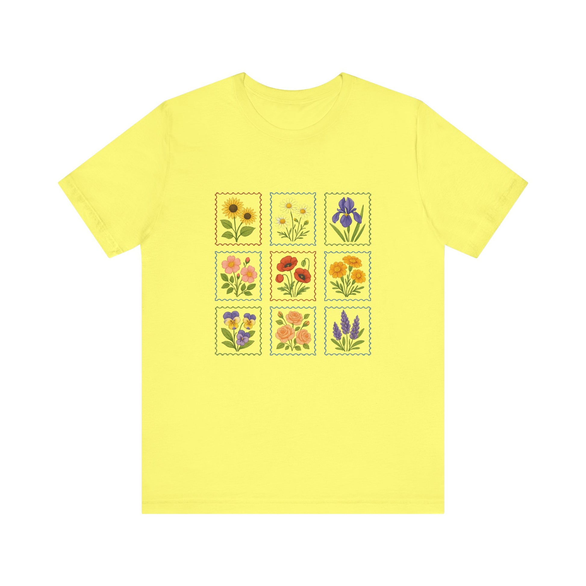 Summer Flower Stamp Tshirt, Vintage Postage Stamp Shirt, Aesthetic Summer Tee - PopCultureByDesign36