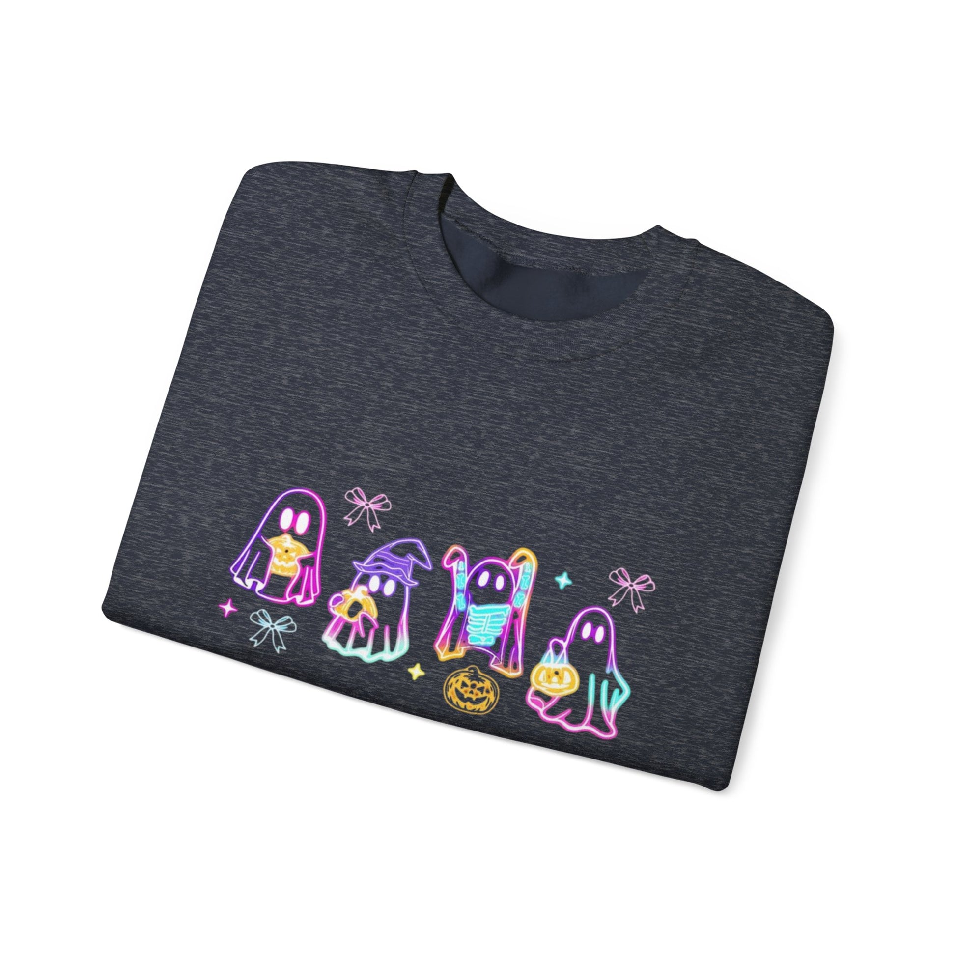 Ghost Neon Color Halloween Sweatshirt, Halloween Party Sweater - PopCultureByDesign36