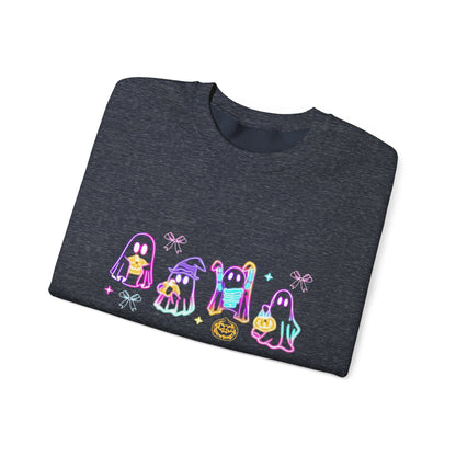 Ghost Neon Color Halloween Sweatshirt, Halloween Party Sweater - PopCultureByDesign36