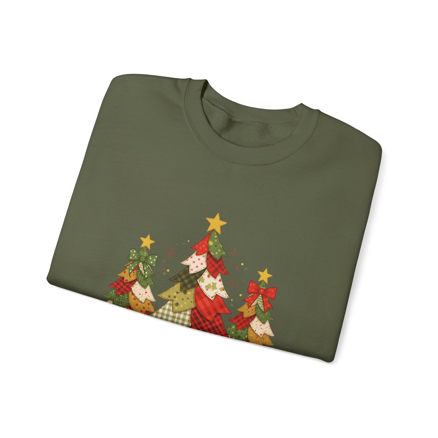 Christmas Tree Patchwork Quilt Style Sweatshirt, Merry Christmas Sweatshirt - PopCultureByDesign36