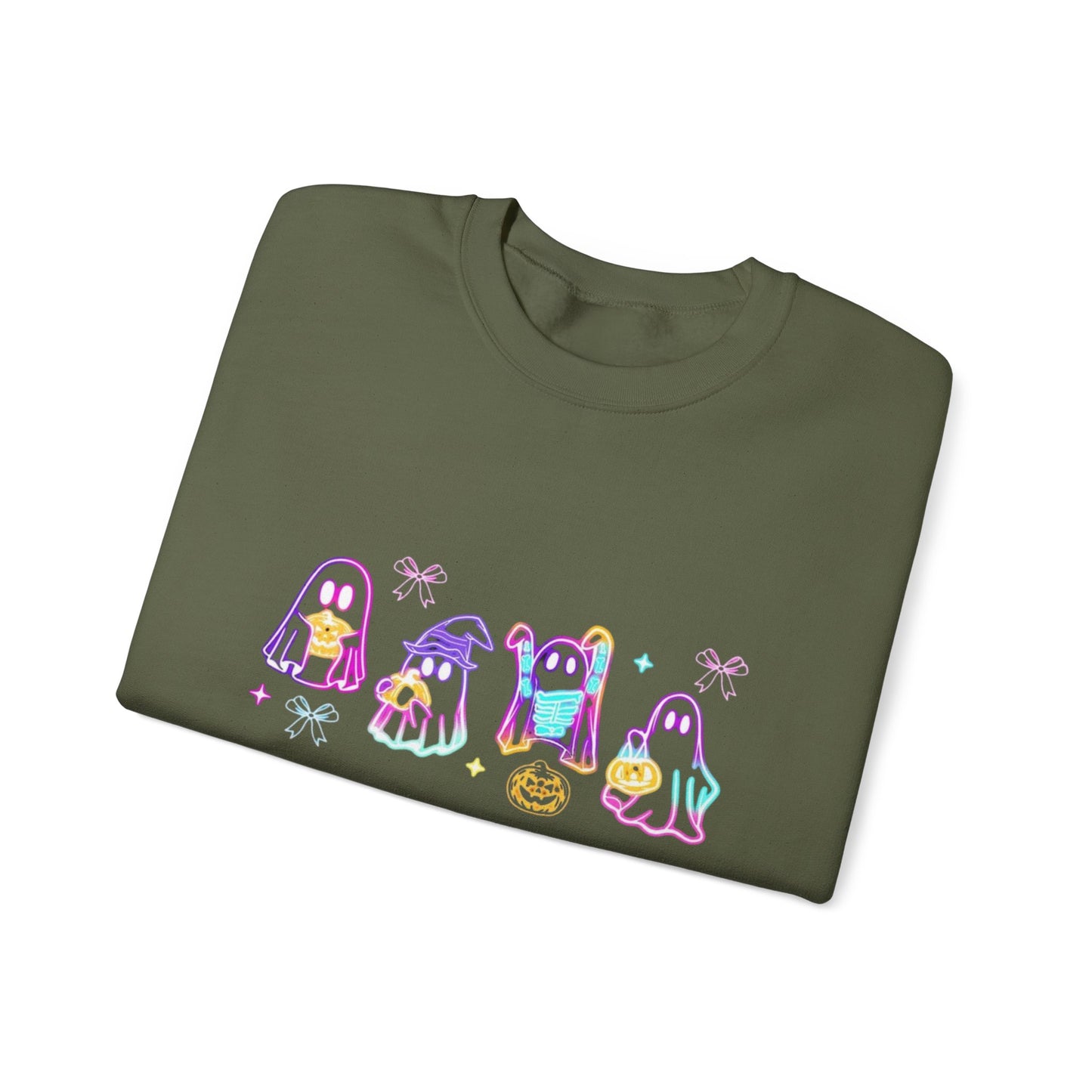 Ghost Neon Color Halloween Sweatshirt, Halloween Party Sweater - PopCultureByDesign36