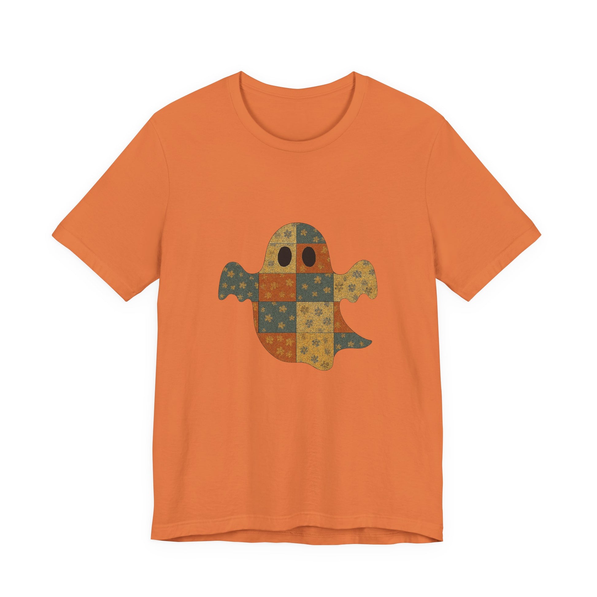 Patchwork Ghost Tee, Ghost Patchwork Halloween Shirt, Boho Ghost Shirt - PopCultureByDesign36