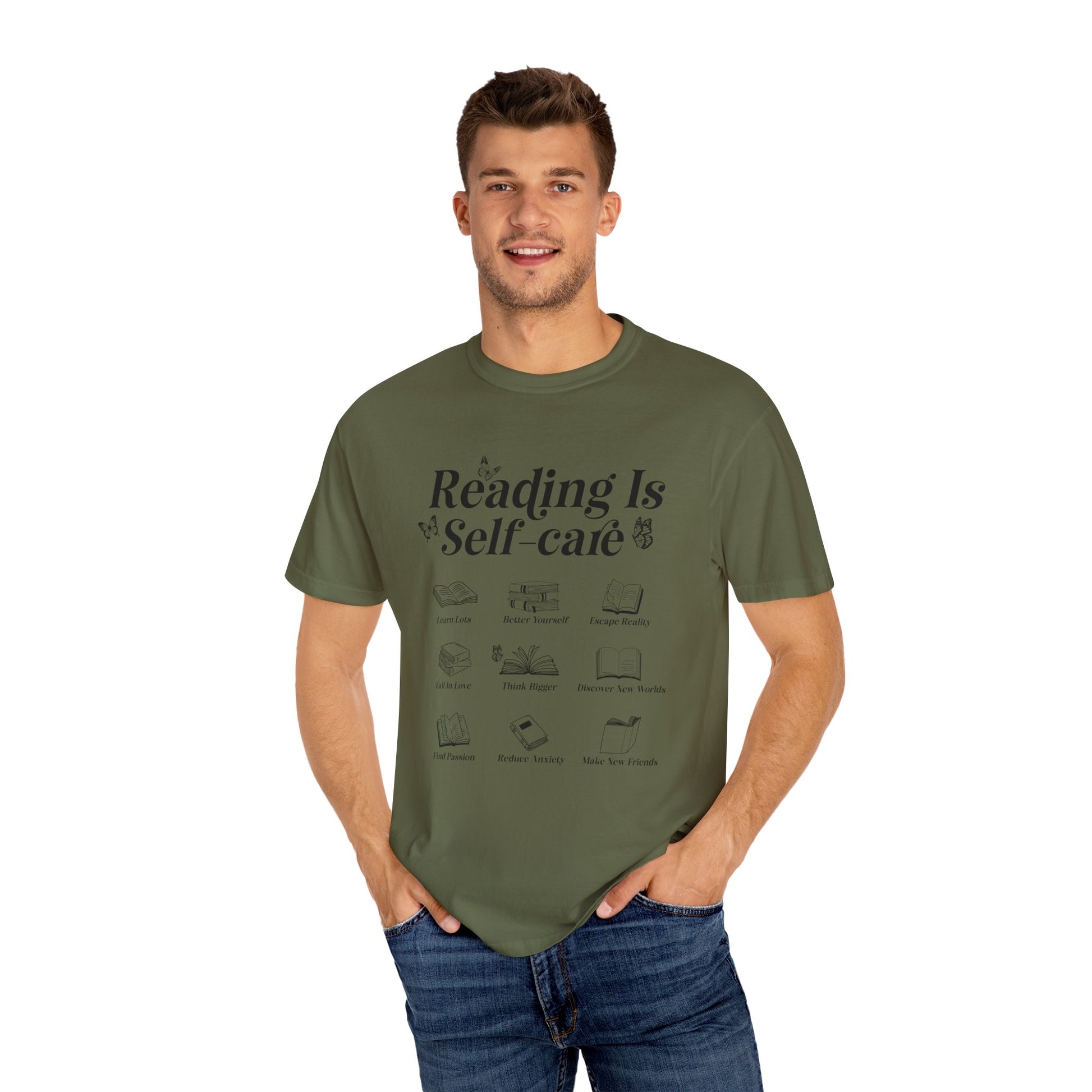 Book Lover Tee, Relaxation Vibes Shirt, Mindfulness Gift, Cozy Reading Top - PopCultureByDesign36