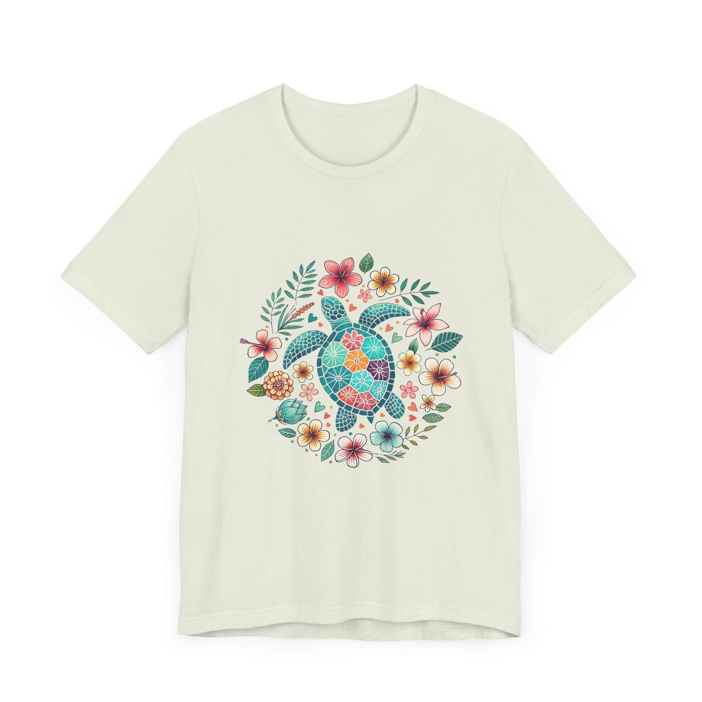 Turtle Ocean Sun T-Shirt, Floral Turtle Shirt, Boho Beach Tshirt - PopCultureByDesign36