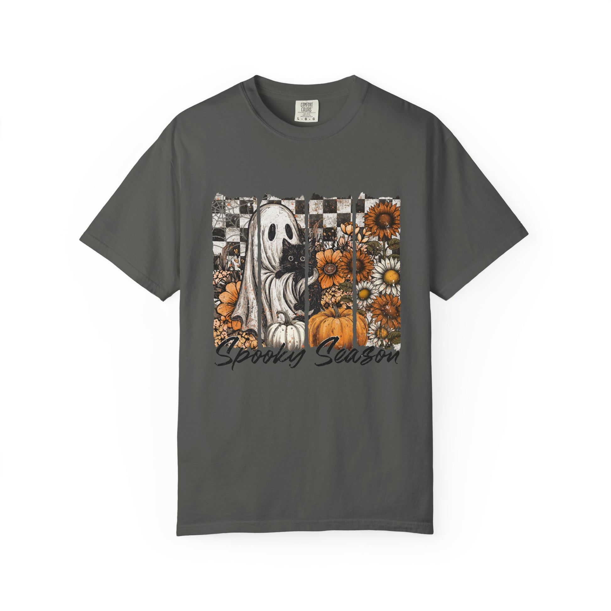 Comfort Colors Cute Strip Ghost Shirt, Halloween Costume, Vintage Vibe - PopCultureByDesign36