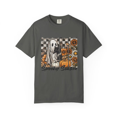 Comfort Colors Cute Strip Ghost Shirt, Halloween Costume, Vintage Vibe - PopCultureByDesign36