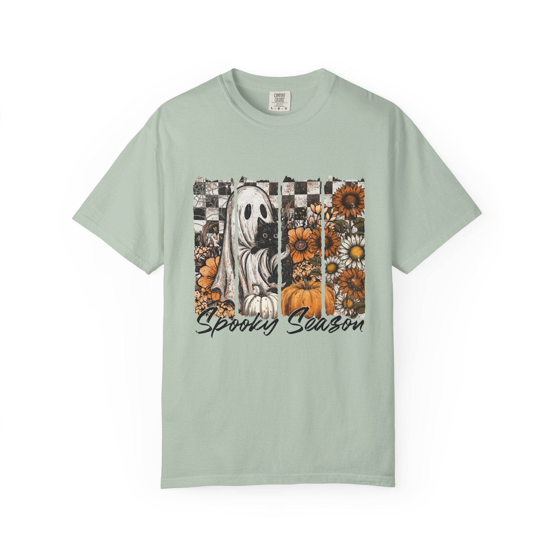 Comfort Colors Cute Strip Ghost Shirt, Halloween Costume, Vintage Vibe - PopCultureByDesign36
