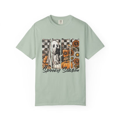 Comfort Colors Cute Strip Ghost Shirt, Halloween Costume, Vintage Vibe - PopCultureByDesign36