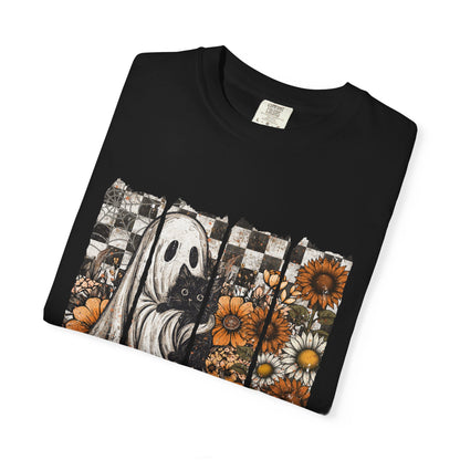 Comfort Colors Cute Strip Ghost Shirt, Halloween Costume, Vintage Vibe - PopCultureByDesign36