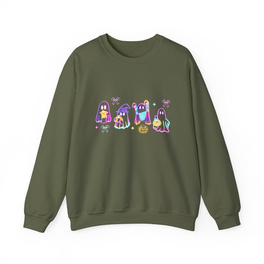 Ghost Neon Color Halloween Sweatshirt, Halloween Party Sweater - PopCultureByDesign36