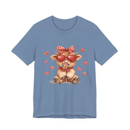 Valentines Highland Cow Shirt, Highland Cow Valentines Shirt, Cow Lover - PopCultureByDesign36