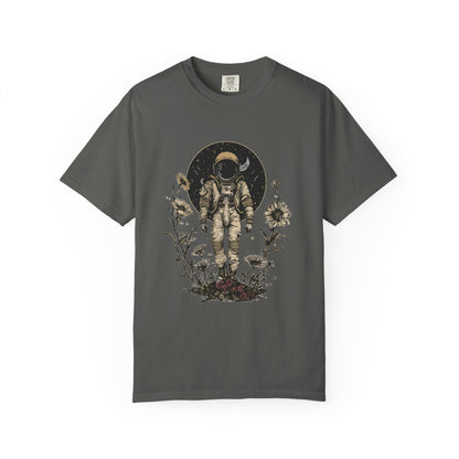 Astronaut Shirt, Boho Astronaut Shirt, Vintage Boho Womens Space Shirt with floral design.