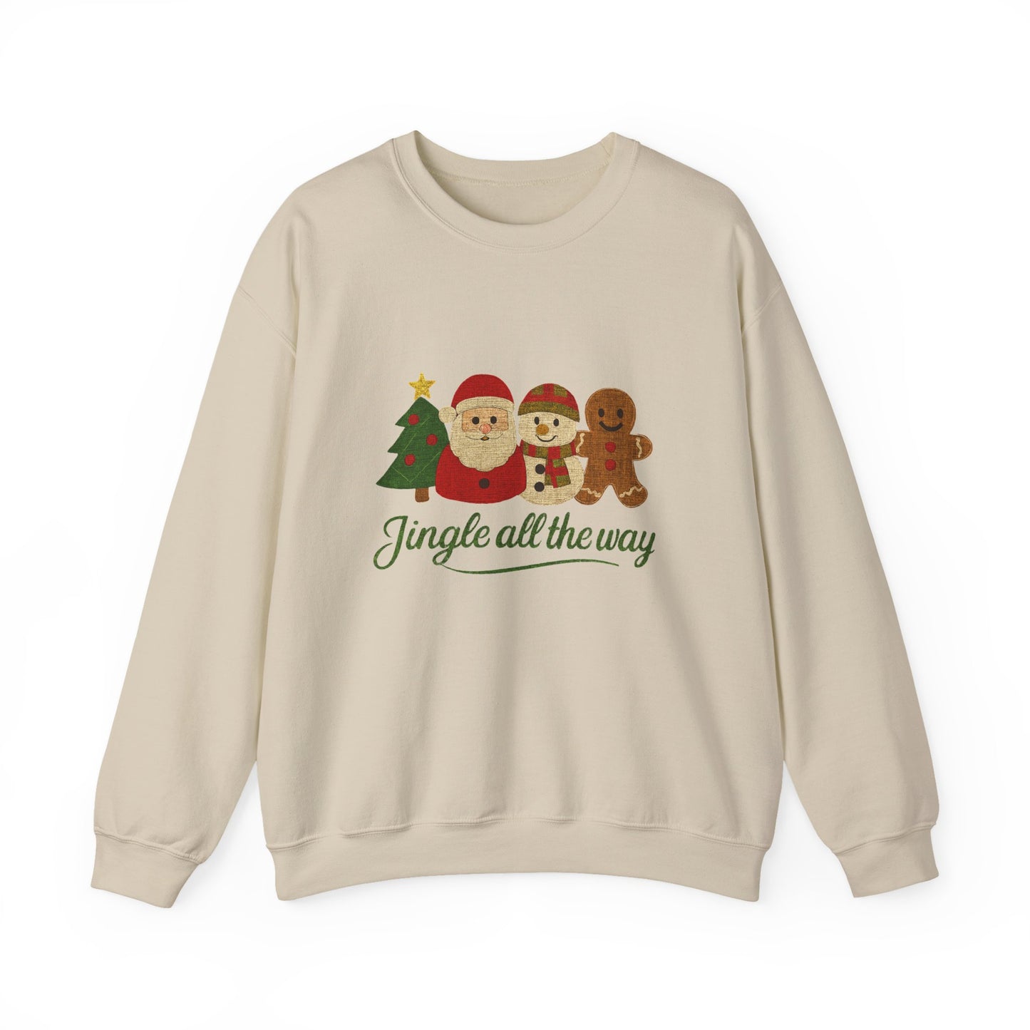 Christmas Jingle All the Way Sweatshirt, Santa Snowman Gingerbread Sweatshirt - PopCultureByDesign36