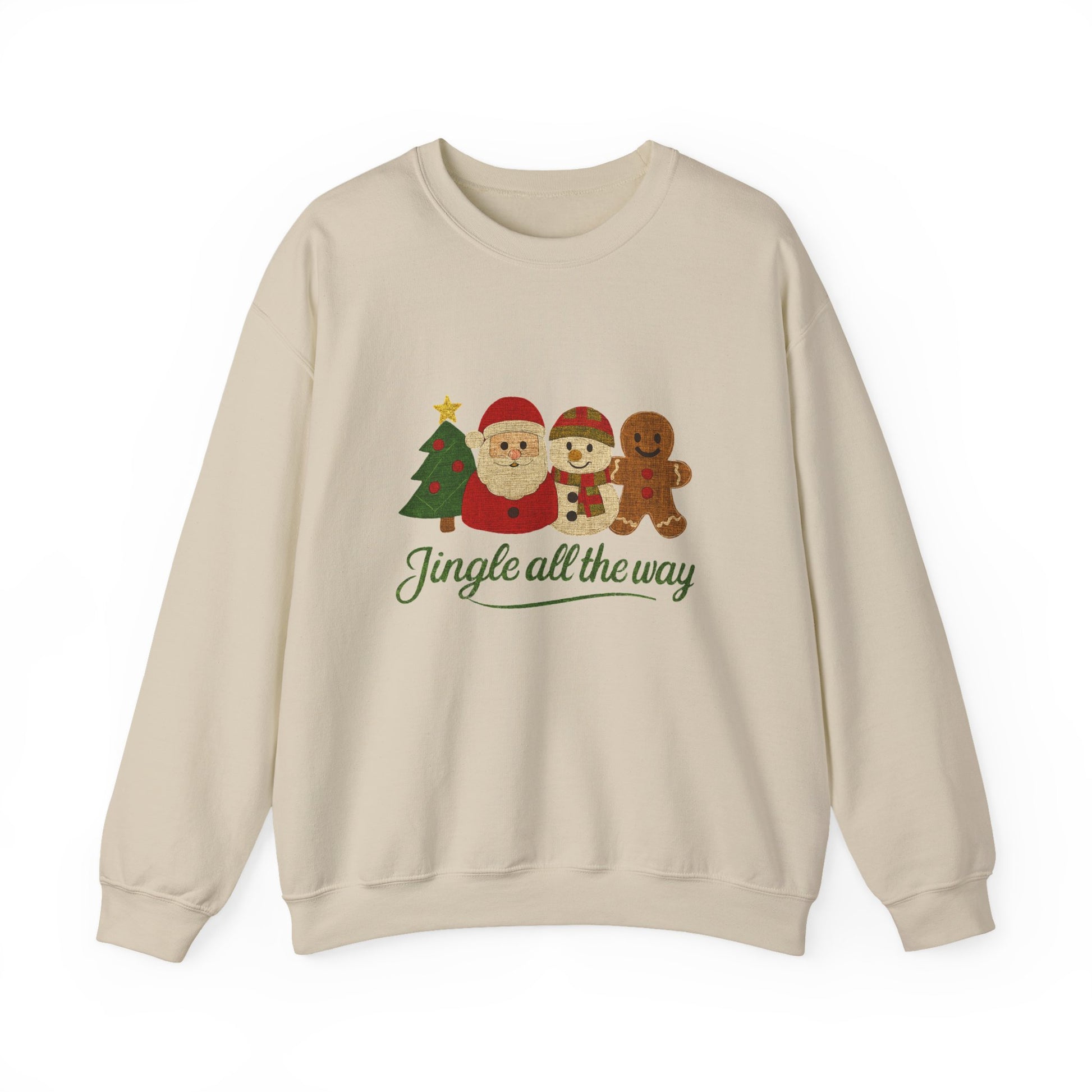 Christmas Jingle All the Way Sweatshirt, Santa Snowman Gingerbread Sweatshirt - PopCultureByDesign36
