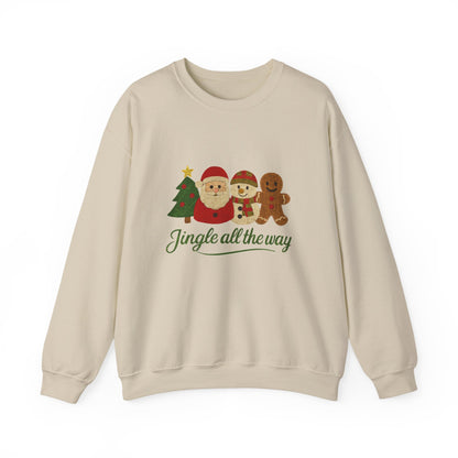 Christmas Jingle All the Way Sweatshirt, Santa Snowman Gingerbread Sweatshirt - PopCultureByDesign36