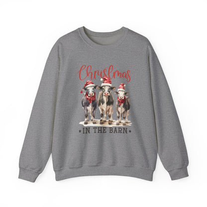 Christmas In The Barn, Cute Cow Christmas shirt, Country Farm Christmas Sweatshirt - PopCultureByDesign36