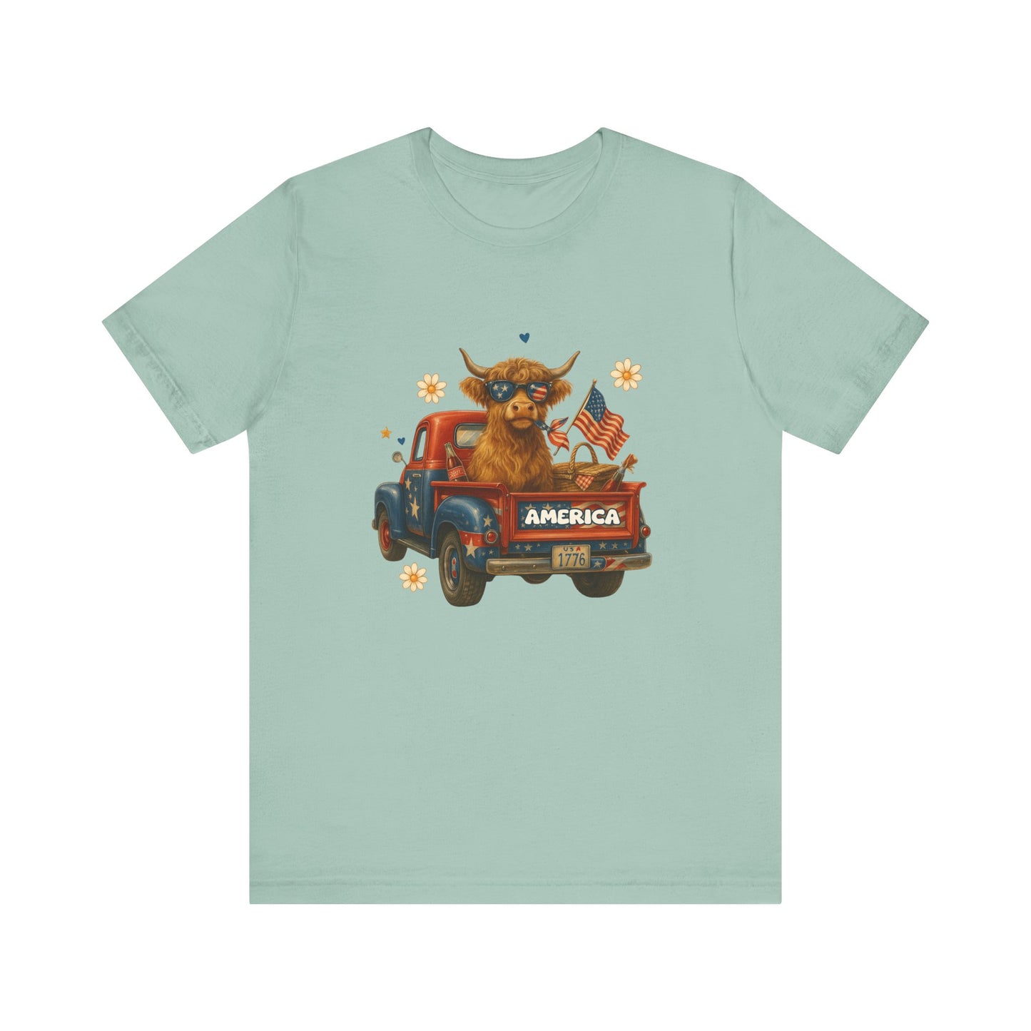 Highland Cow Fourth of July Funny Shirt, Scotland Farm Gift, Patriotic Cow T-Shirt - PopCultureByDesign36