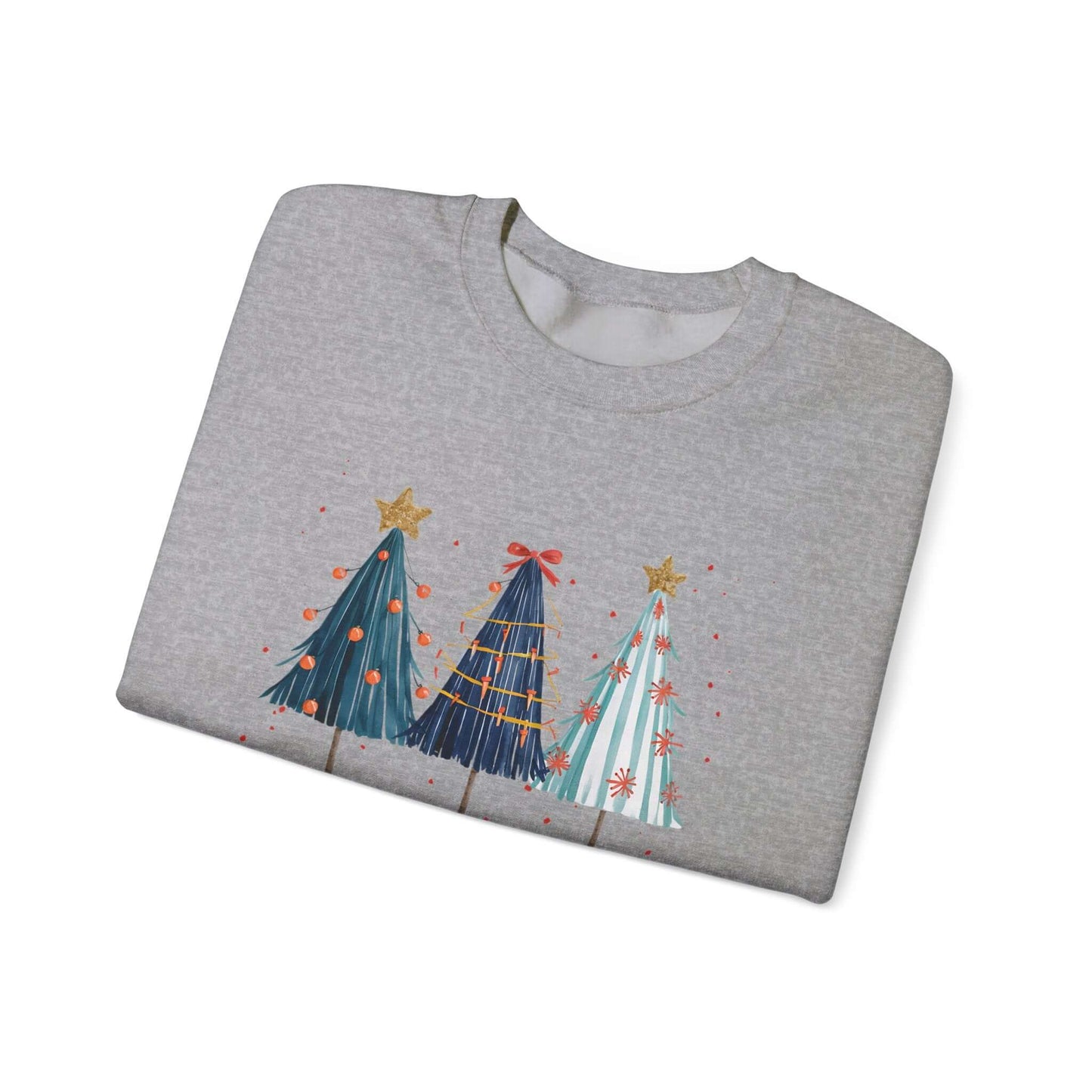 Christmas Watercolor Tree Sweatshirt, Cozy Seasonal Top, Boho XMas - PopCultureByDesign36