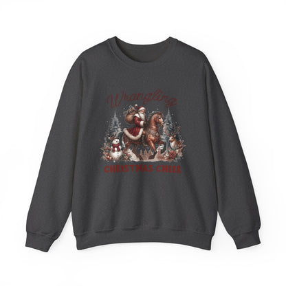 Wrangling Christmas, Cowboy Santa Sweatshirt, Howdy Country Christmas - PopCultureByDesign36