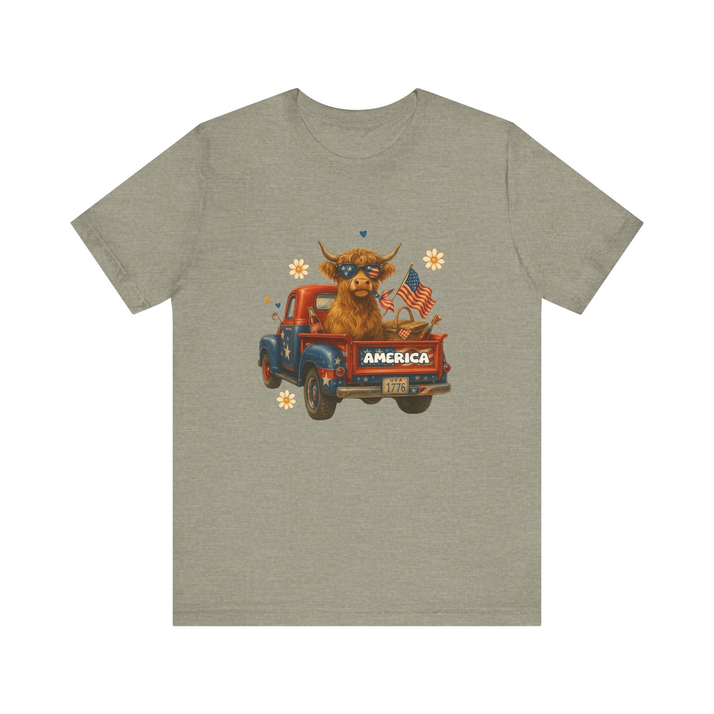 Highland Cow Fourth of July Funny Shirt, Scotland Farm Gift, Patriotic Cow T-Shirt - PopCultureByDesign36