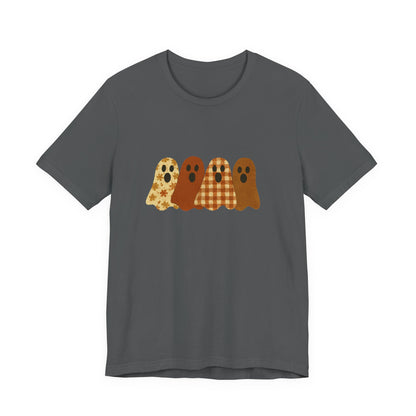 Funny Ghost Patchwork Tee, Cute Ghost Shirt, Boho Halloween Shirt - PopCultureByDesign36