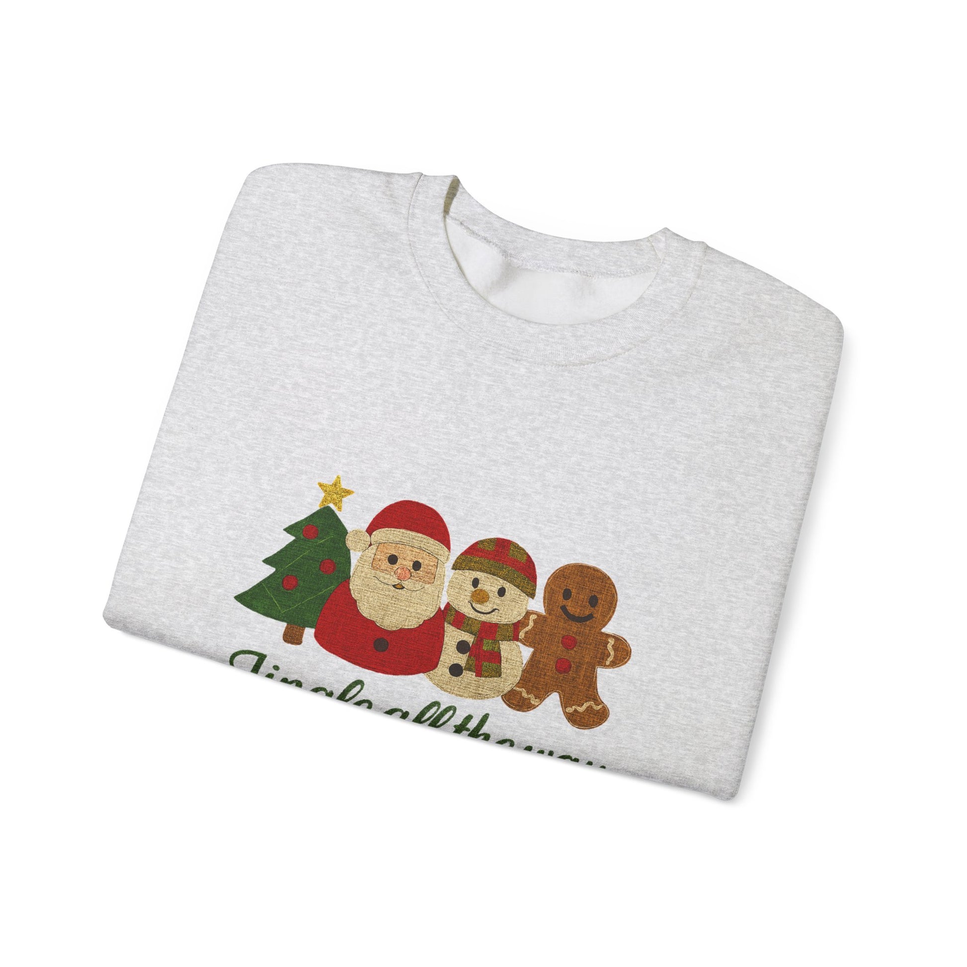 Christmas Jingle All the Way Sweatshirt, Santa Snowman Gingerbread Sweatshirt - PopCultureByDesign36