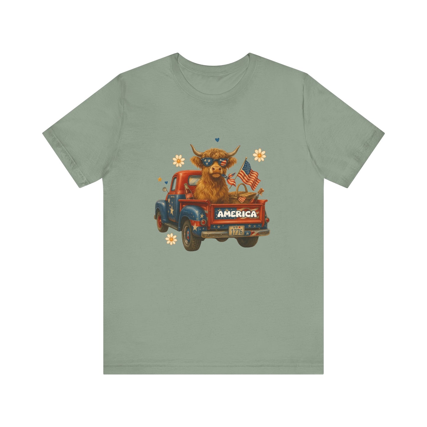 Highland Cow Fourth of July Funny Shirt, Scotland Farm Gift, Patriotic Cow T-Shirt - PopCultureByDesign36
