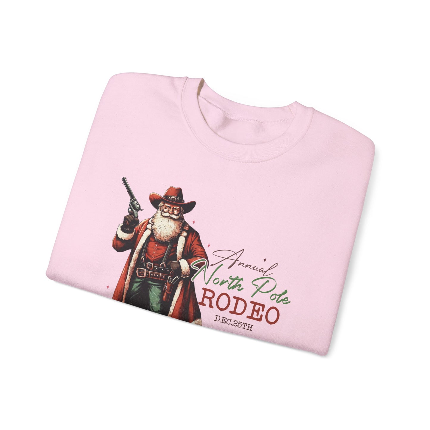 North Pole Rodeo Sweatshirt, Cowboy Santa Sweatshirt, Horseback Santa Clause - PopCultureByDesign36