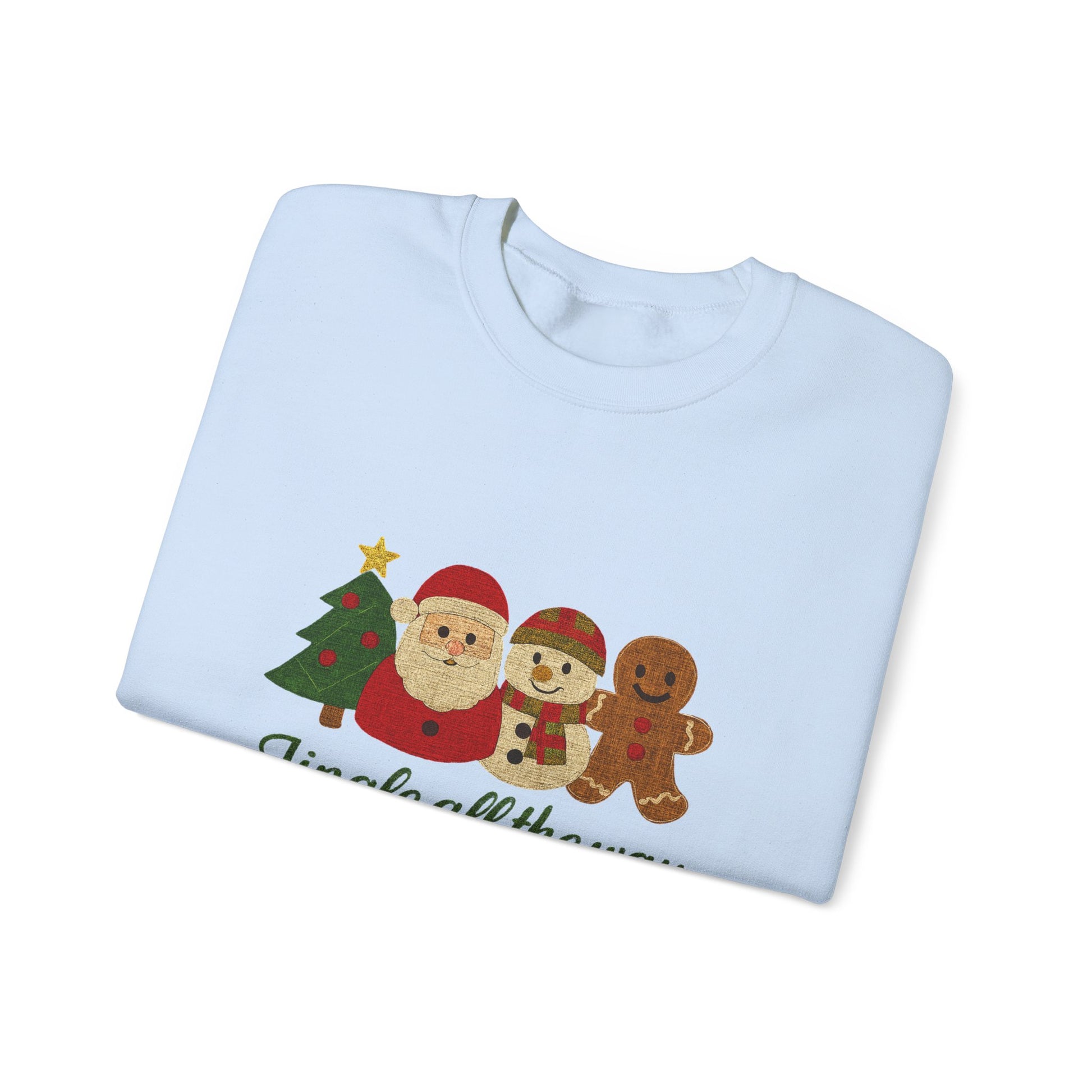 Christmas Jingle All the Way Sweatshirt, Santa Snowman Gingerbread Sweatshirt - PopCultureByDesign36