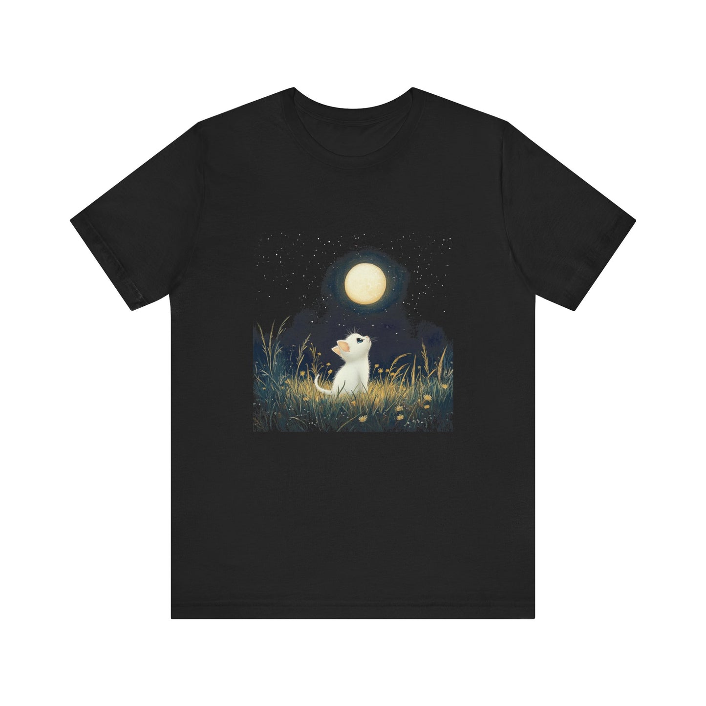 Retro Kitten Moon Tee Shirt, Cat Lover Gift, Moon Cat Top, Vintage Cat Shirt - PopCultureByDesign36