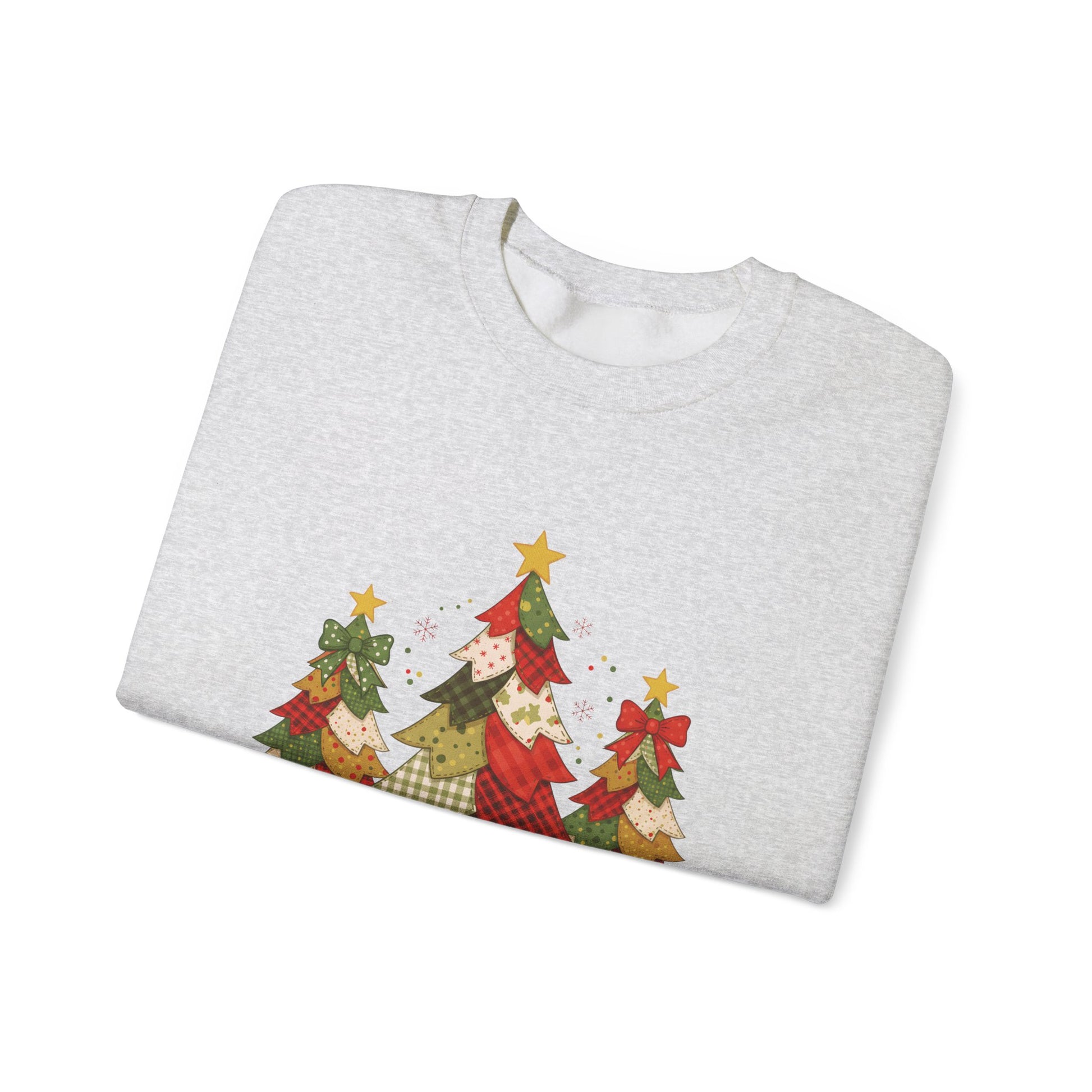 Christmas Tree Patchwork Quilt Style Sweatshirt, Merry Christmas Sweatshirt - PopCultureByDesign36